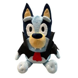 Bluey Plush 18" Vampire Halloween Stuffed Animal Blue Black Cape Fangs Toy